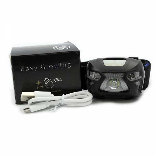 Easy Glowing | LED (XP-E) Kopflampe mit Bewegungssensor & USB-Akku - LMAB