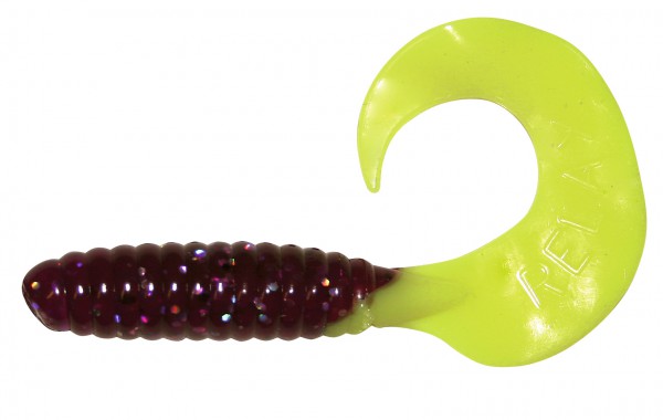 2,5" Twister regulär - Violett Transp. Glitter / Fire Tail 274 - 5 Stück - ca. 6,0 cm - Relax
